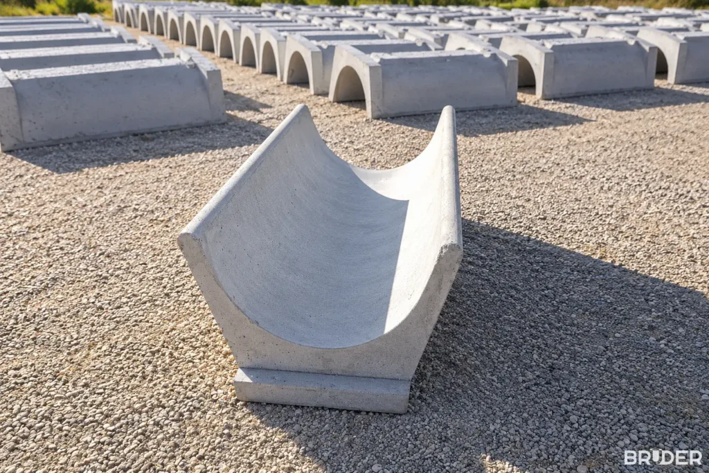 Cocho de concreto tipo U com outros cochos ao fundo