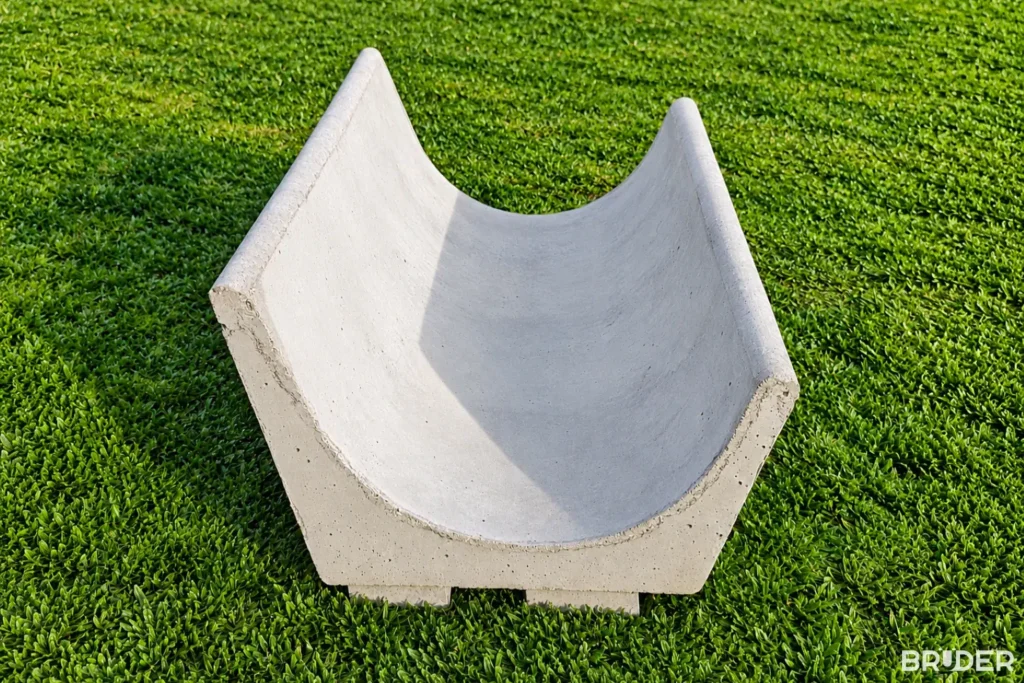 Cocho de concreto tipo J visto de frente